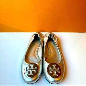 Tory Burch Silver Ballet Flats